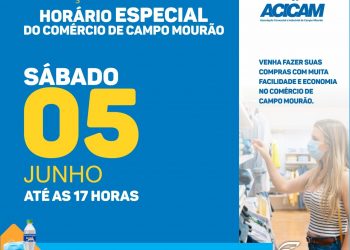Lojas abertas das 9 às 17 horas, neste sábado, em Campo Mourão