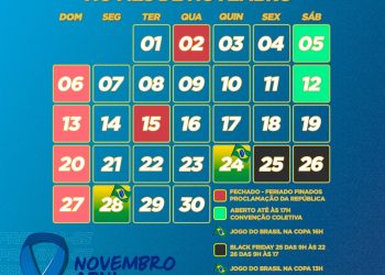 Calendário de novembro/dezembro para o comércio de Campo Mourão