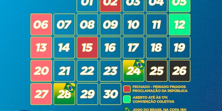 Calendário de novembro/dezembro para o comércio de Campo Mourão