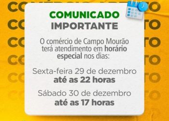 Lojas de Campo Mourão abrem em horário especial nesta sexta e sábado