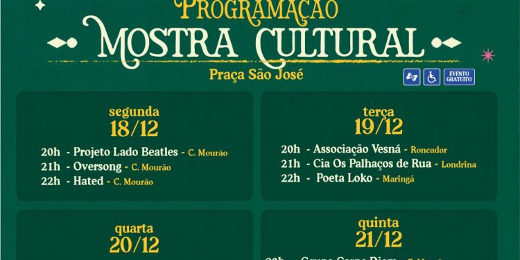 Três shows marcam a abertura da Mostra Cultural nesta segunda-feira