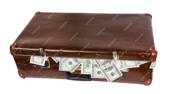 Conto de Natal. A pasta marrom cheia de dólares!