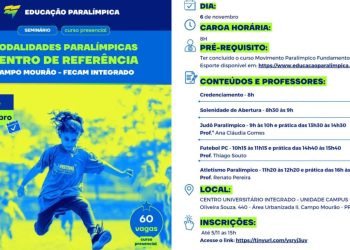 Seminário sobre modalidades paralímpicas será realizado em Campo Mourão
