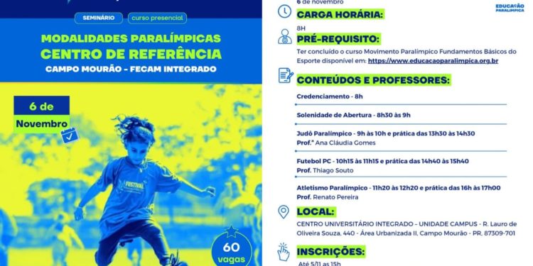 Seminário sobre modalidades paralímpicas será realizado em Campo Mourão