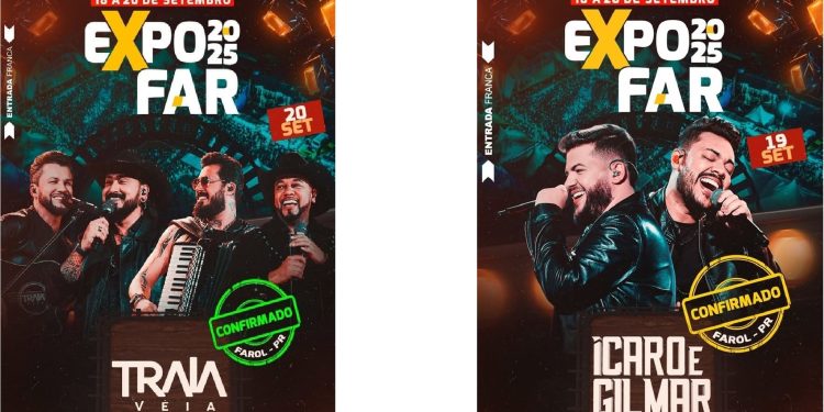 EXPOFAR 2025: Farol anuncia primeiros shows com Ícaro & Gilmar e Traia Véia
