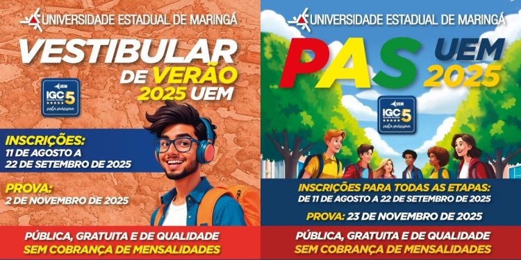 Com 1,5 mil vagas, UEM divulga os editais do Vestibular de Verão e PAS 2025