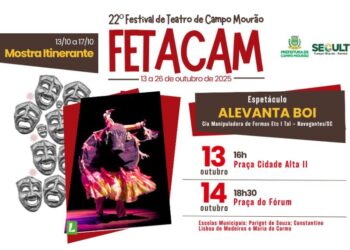 Com espetáculo “Alevanta Boi”, começa nesta segunda o 22º Festival de Teatro de Campo Mourão