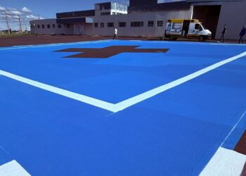 Diretran realiza sinalização do estacionamento e implantação de heliponto na Santa Casa de Campo Mourão