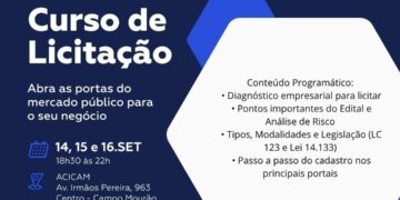 Acicam abre inscrições para curso gratuito de licitações